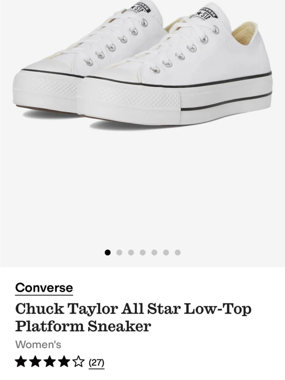 Converse Low-Top Platform Sneaker in White with Black Trim - women’s 7